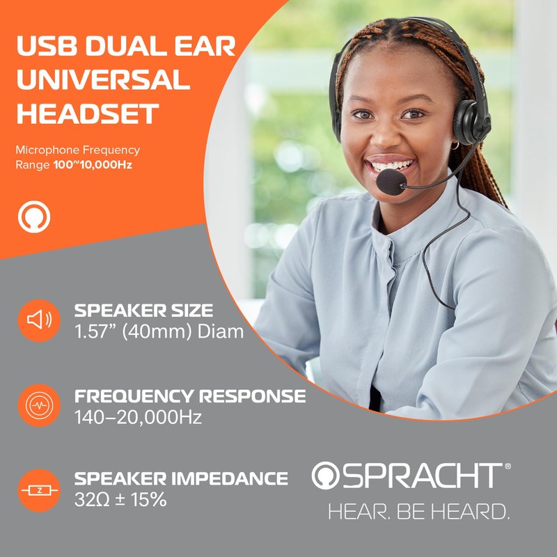 Spracht ZUM3500 Stereo 3.5mm and USB Dual Ear Universal Headset