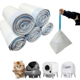 125 Counts Cat Litter Liner Bags Compatible with Neakasa and PetPivot Open-Top Pet Automatic Self Cleaning Cat Litter Box, Waste Bags, 27" x 13"Heavy Duty Replacement Trash Bags with Drawstring (Blue)