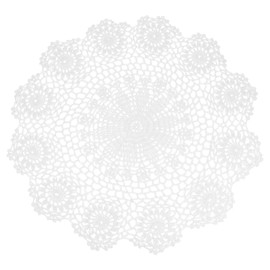 sourcing map Handmade Crochet Placemats, 16inch Round Retro Table Mat Doilies Vase Mat Coaster Snowflake for Dining Table Home Decoration, White