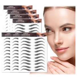 AWAVM 7Sheets/77Pairs 4D Hair-Like Eyebrow Tattoo Stickers Waterproof Natural Fake Eyebrow Stickers,Long Lasting Eyebrow Grooming Shaping Perfect for Women and Girls (Black-10)
