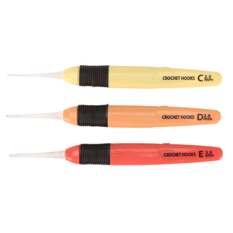 3 Pcs Lighted Crochet Hooks Set 2.5mm 3.0mm 3.5mm Lightweight