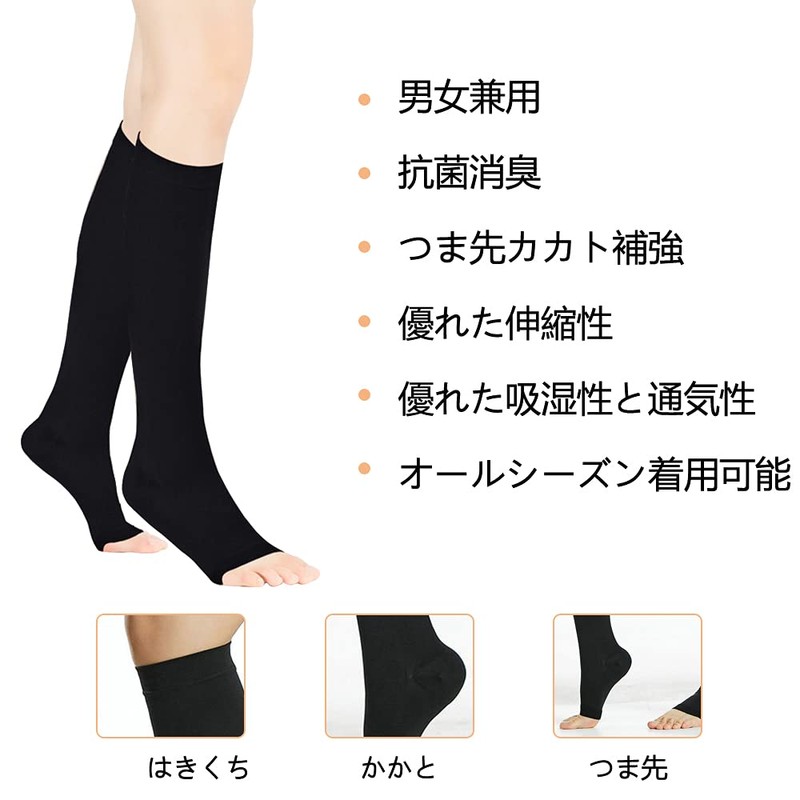 NANOOER 3-Pair Compression Socks, Toeless Elastic Stockings, Sleeping Socks, High