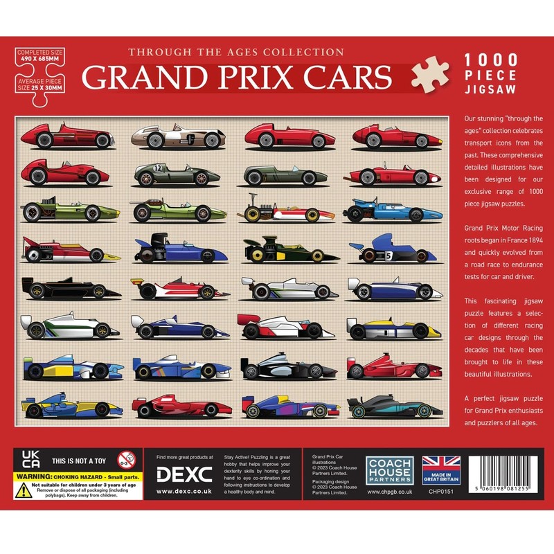 Through The Ages Grand Prix Cars Collection 1000 Piece Puzzle