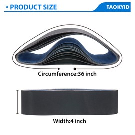 Taokyid 12 Pack 4x36 Inch Sanding Belts- Silicon Carbide Knife Sharpening Sander Belts, 2 Pcs Each of 120, 240, 400, 600, 800, 1000 Grits Sanding Belts For 4x36 Belt Sander, Sanding Belts 4x36