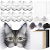Seenelling 19 Pcs DIY Therian Mask Kit Blank Cat Mask