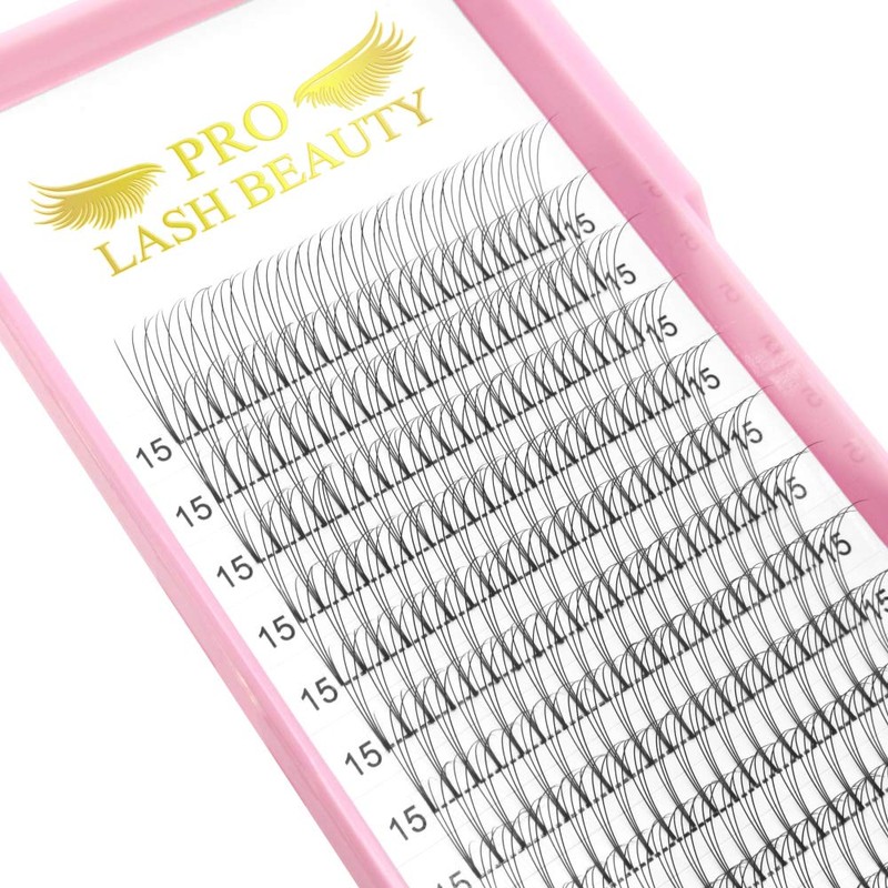 Fan Eyelash Extensions, 3D-C-0.07-15, Short, Ready-Made Volume Eyelashes, 0.07 C