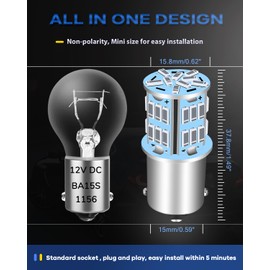 UNXMRFF 1156 LED Bulb Red 4014 39-SMD Bayonet Single Contact Base1141 1003 7506 BA15S LED RV Bulbs Replacement for 12 Volt Brake,Tail Lights, Blinker, Turn Signal, Parking or Running Lights, 6-Pack