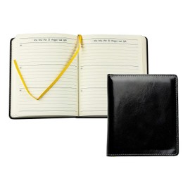 DELMON VARONE - 3 Year Calendar "Everlasting" Bound in Aniline Leather Black - Organiser Book Calendar (1 Day 1 Page) with Day View - Notebook Planner in Leather Cover - Diary for 3 Years