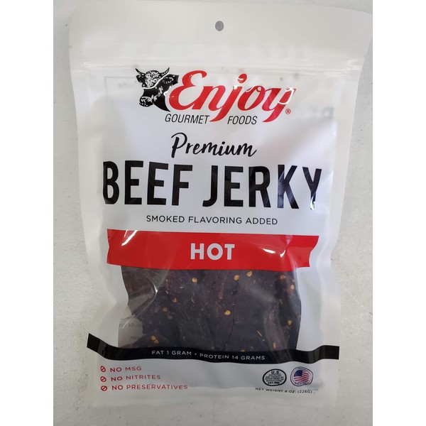 Enjoy Beef Jerky Hot, All Natural 8oz (Pack of 1)