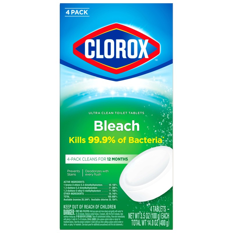 Clorox Ultra Clean Toilet Tablets Bleach 4 Count, 3.5 Ounces