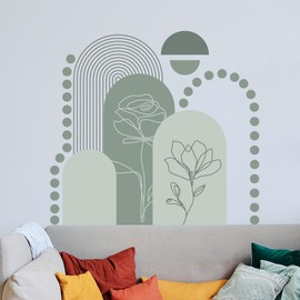 SUPERDANT Green Arch Wall Stickers Bohemian Wall Stickers Dots and Lines Wall Art Decor Green Wall Sticker Room Art Decor Bedroom Living Room Dining Room Cafe Decor