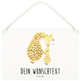 Mr. & Mrs. Panda Personalisiertes Deko Schild Giraffe Kind DIN A5 - Personalisierte Geschenke, Türschild, Wildtiere, Tür Schild, Wanddeko, Sohn,