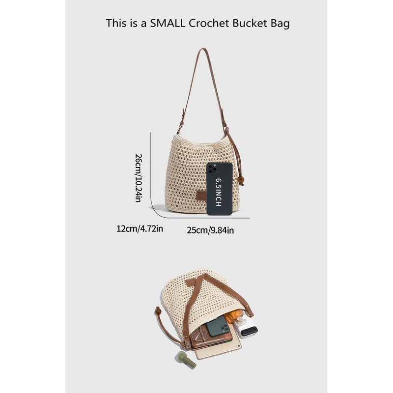 Ulisty Women Cotton Crochet String Bag Handwoven Summer Beach Tote