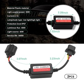 Shakas H13/9008 LED Bulb Failure Decoder, Wire-free Design Radio Stereo Anti-flicker Filter Cable, Multi-functional Repair Replacement Parts, Universal Fit for Most Cars, Trucks, SUVs (Black)