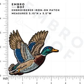 EMBRO BOF - Parche de pato Mallard de 3.15 pulgadas, parche de pato Cool Nature para planchar, parches bordados de pato de caza para mochilas
