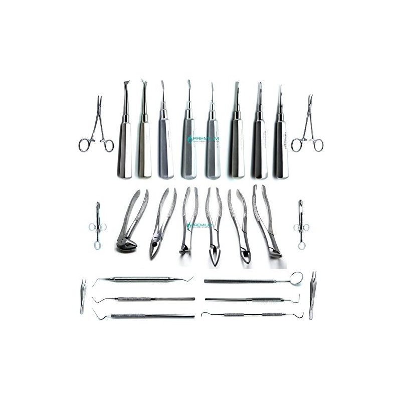 26 Pcs Dental Extracton Pro Full Set Elevators Forceps Scalers