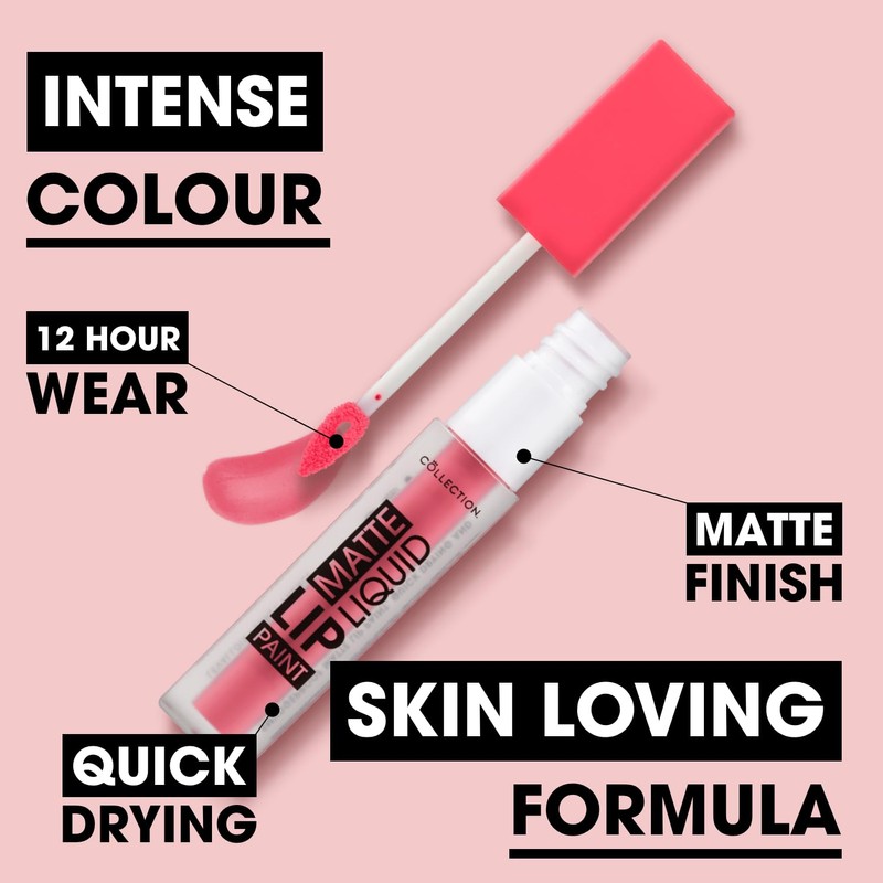 Collection Cosmetics Matte Liquid Lip Paint, Moisturising, Smudge-Proof, Self Starter,