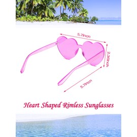 LIULIUBTY Heart Shaped Rimless Sunglasses, Bachelor Party Cool Sunglasses 12Pack, Colorful Funky Sunglasses (12 Packs, Pink)