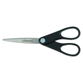 Universal 92008 Stainless Steel Office Scissors, 7" Long, Straight Handle, Black