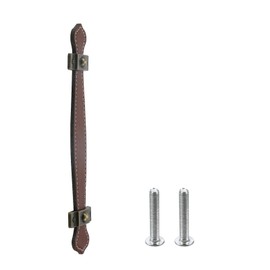 MY MIRONEY Set of 4 Brown Leather Handle 5 Inch Leather Furniture Drawer Handle Door Handle Strap Replacement