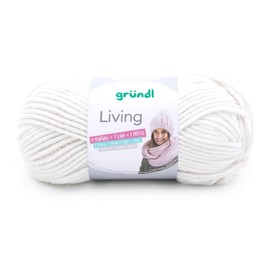 Gründl Wool Living (Knitting and Crochet Yarn, Washable Yarn Made of 80% Polyacrylic and 20% Polyamide, 100 g/100 m, Needle Size: 8-9, 1 x 100 g), Cream
