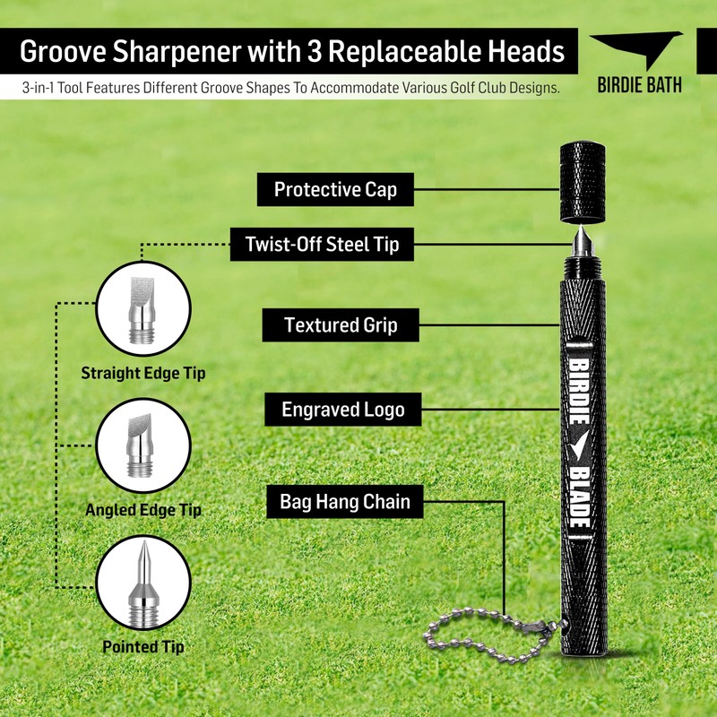 Birdie Blade 3-in-1 Golf Club Groove Sharpener Tool | Premium