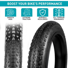 20/24/26x3.0 Electric Bike Tire Fat E-Bike Tires Heavy Duty High-Performance Wear-Resistant Mountain Snow Bicycle Tires/Tubes，Black/White Wall