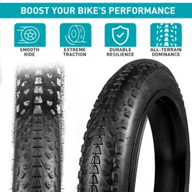 20/24/26x3.0 Electric Bike Tire Fat E-Bike Tires Heavy Duty High-Performance Wear-Resistant Mountain Snow Bicycle Tires/Tubes，Black/White Wall