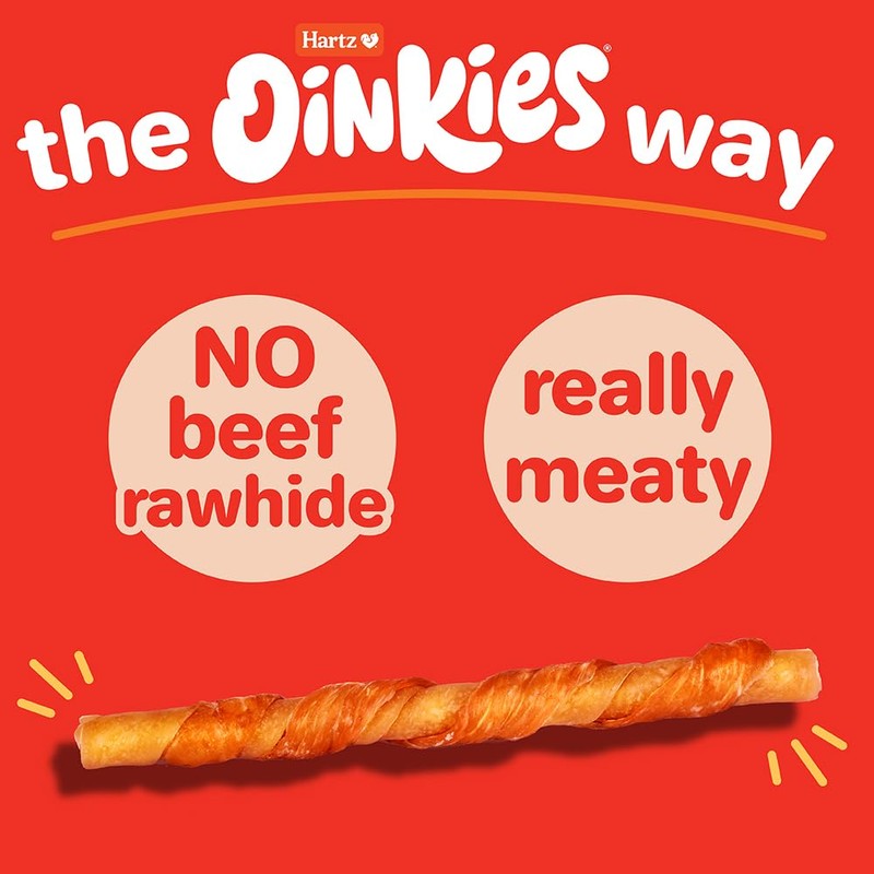 Oinkies Bacon Wrapped Twists, Real Meaty Chews, 14 Count