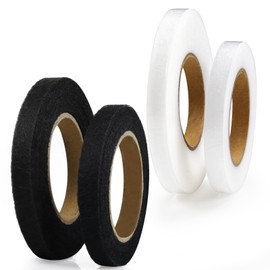 PLANTIONAL 4 Rolls Iron on Hem Tape, Light Weight and Medium Weight Adhesive Web, No Sewing Required, Fabric Fusing Hemming Tape for Jeans Clothes Skirt, 2/5 Inch x 22 Yards Each-White&Black