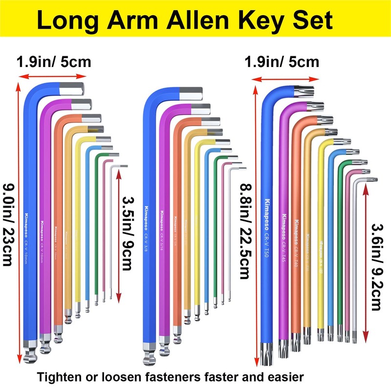 Kimapeso Hex Key Set 27PCS Long Arm Allen Key Set
