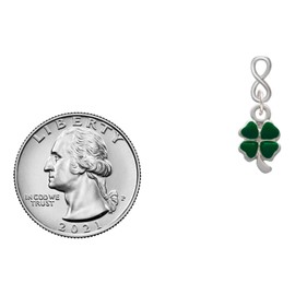 Delight Jewelry Silvertone Mini Green Four Leaf Clover with Heart Leaves Silvertone Infinity Post Earrings