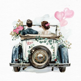 Anniversary House Tiflair Journey into Happiness Wedding Car Design Luxury Napkins 3ply Pack of 20, PJ378522