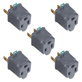Maximm 3 Prong Plug Adapter to 2 Prong Power Plug, Grounding Adapter 3 Pin to 2 Pin Outlet Converter - 5 Pack (Gray)