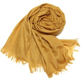 Gragengs Women Summer Scarfs Cotton Lightweight Large Long Gauze Shawl Beach Wrap Plain 75”×43”(Turmeric)
