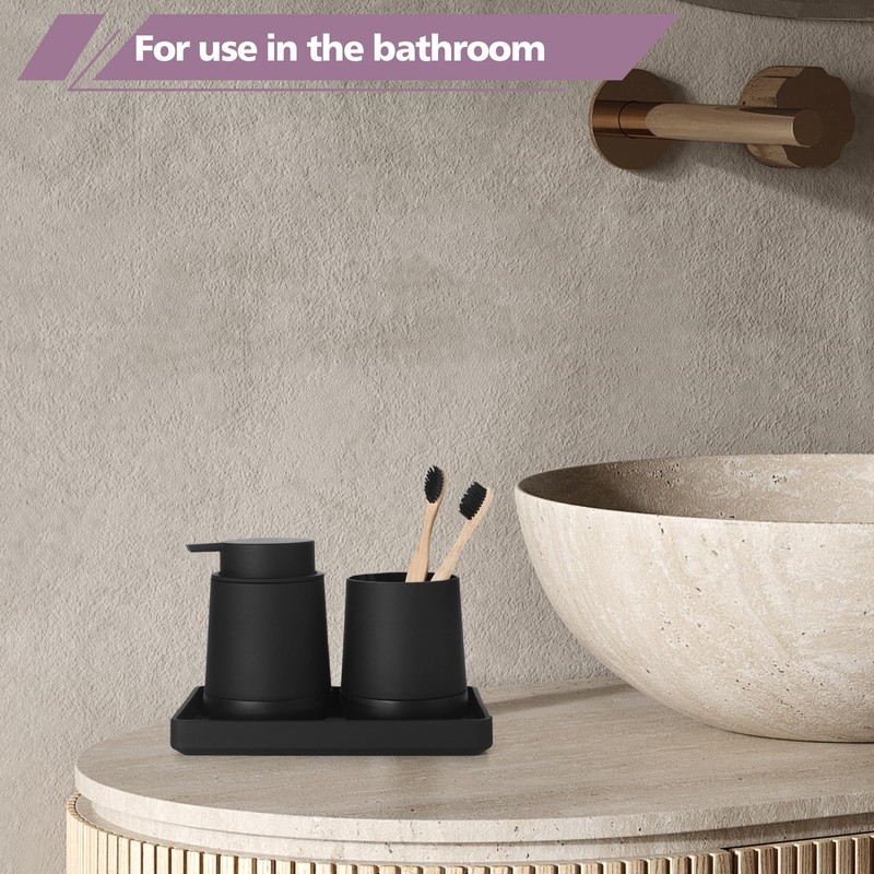 GAHEFY Black Bathroom Countertop Accessories Set - Soap Dispenser and