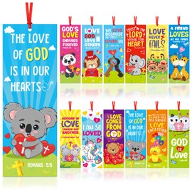 Jetec 80 Pcs Valentine's Day Bookmark Religious Valentine's Day Bookmark Christian Bookmark Bulk Animal Valentines Exchange Gifts for Valentine Sunday School Party Supplies