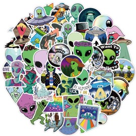 Alien Stickers|100 PCS|Cool Vinyl Waterproof Stickers for Laptop,Skateboard,Water Bottles,Computer,Bumper,Phone,Hard hat,Car Cartoon UFO Stickers and Decals,Adults Kids Teens for Stickers