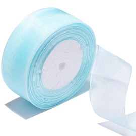 Bsikon 1-1/2 Inch Sheer Organza Ribbon 50 Yards Light Blue Chiffon Ribbon for Gift Wrapping,Bouquets,Wedding,DIY Craft