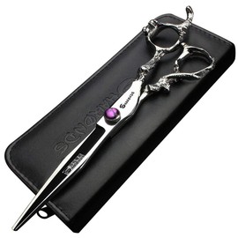 6/7/7.5/8/9 Inch Professional Hairdressing Scissors Cutting Scissors Dragon Head Handle (Large) (7 Inch Flat)