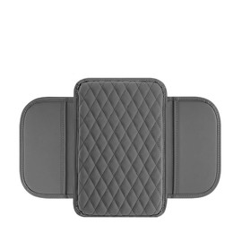 Car Centre Console Cover with Side Pocket, 1Pc Car Center Console Cover with Side Bag,Leather Car Armrest Cover with Side Pocket,Car Center Console Cover Armrest Cushion,Grey