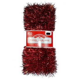 Holiday Times Tinsel Garland (Red, 15 FT)