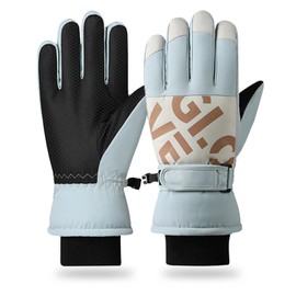 RIGWARL Winter Ski Gloves for Women, Waterproof Gloves with Adjustable Wrist Leashes for Skiing, Cold Weather Gloves for Women(Blue)