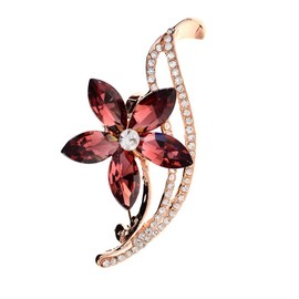 coadipress Flower Brooch for Women Girls Crystal Rhinestone Flower Floral Lapel Pin Elegant Clothing Accessory Wedding Gift Fashion Jewelry Gift (WineRed)