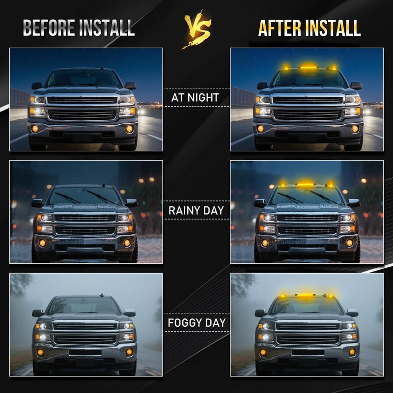 OPP ULITE Silverado Cab Lights Amber 30 Led, Smoke Cover