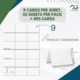 OfficeGear XS Tent Cards (495 Cards) Table Place Cards - Perforated Printable Folding Name Cards for Conference, Exhibitions, Weddings - 9 Cards per A4 Sheet, 55 Sheets – with Template