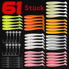 yufana 61-Piece Fishing Lure Set, Fishing Accessories with Storage Box, Fishing Accessories Fishing Lure Set, Suitable for Saltwater, Freshwater and for Trout Bass, Carp, Pike and Zander