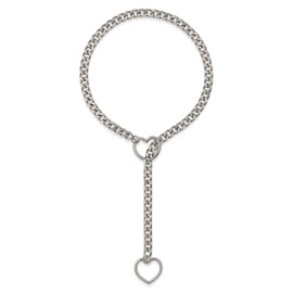 Frigotine Silver Chunky Heart O Ring Slip Chain Necklaces for Men Women, Trendy Punk Rock Cuban Miami Adjustable Long Lariat Y Necklace Jewelry Gift