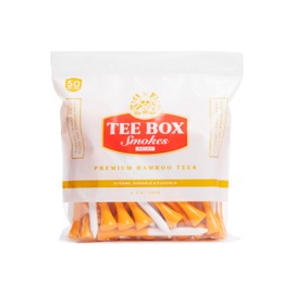 BRIMZ Tee Box Smokes - Premium Bamboo Golf Tees - Eco-Friendly Golf Accessories - Durable, Biodegradable 2 ¾ Golf Tees (Refill Bag - 50 Tees Total)