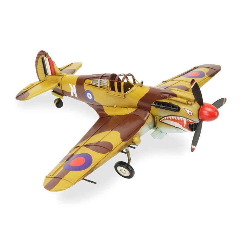 Homeroots 6" Yellow and Brown Metal Hand Painted 1941's P-40
